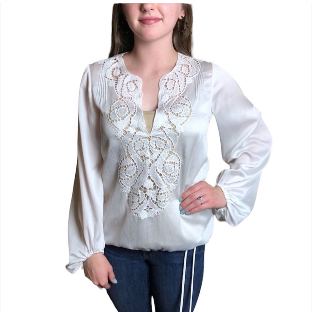 BCBGMAXAZRIA FOR WOMEN LONG SLEEVE WHITE SHIRT SIZE  M